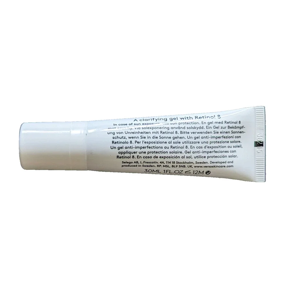 2x VERSO Clarifying Gel with Retinol 8, 1 fl. oz/30mL Each Full Size, New No Box